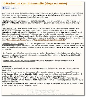 Fiche Conseil Valmour - Détacher un cuir voiture
