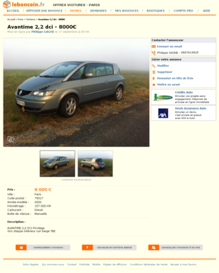 Avantime 2,2 dci - 8000€ Voitures Paris - leboncoin.fr 2012-09-29 13-24-37.png