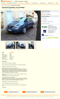 & Renault Avantime v6 privilège Voitures Rhône - leboncoin.fr 2012-10-14 12-51-40.png