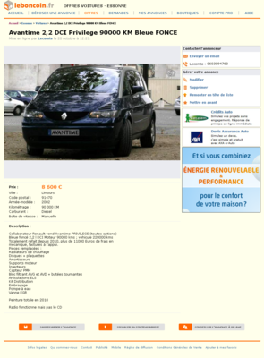& Avantime 2,2 DCI Privilege 90000 KM Bleue FONCE Voitures Essonne - leboncoin.fr 2012-11-02 00-07-20.png