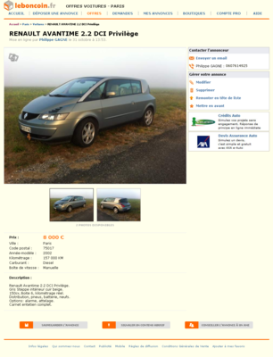 & RENAULT AVANTIME 2.2 DCI Privilège Voitures Paris - leboncoin.fr 2012-11-02 02-39-50.png