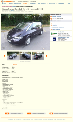 &amp; Renault avantime 2.2 dci toit ouvrant 2600€ Voitures Calvados