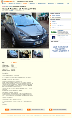 & Renault Avantime V6 Privilège CT OK Voitures Rhône - leboncoin.fr 2012-11-10 18-46-50.png