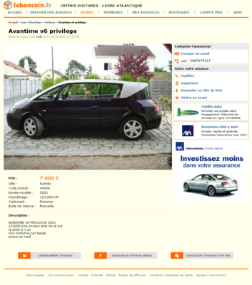 &amp; Avantime v6 privilege Voitures Loire-Atlantique