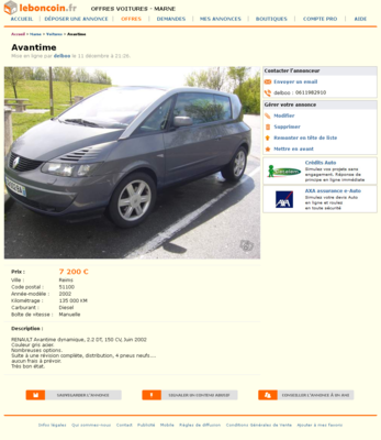 & Avantime Voitures Marne - leboncoin.fr 2012-12-13 23-13-05.png (789.62 Kio) Consulté 6895 fois & Avantime Voitures Marne