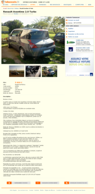 & Renault Avantime 2.0 Turbo Voitures Eure-et-Loir - leboncoin.fr 2012-12-21 22-57-01.png (1.11 Mio) Consulté 5283 fois & Renault Avantime 2.0 Turbo Voitures Eure-et-Loir