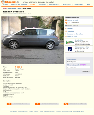 & Renault avantime Voitures Bouches-du-Rhône - leboncoin.fr 2012-12-26 22-01-38.png (754.63 Kio) Consulté 5272 fois & Renault avantime Voitures Bouches-du-Rhône