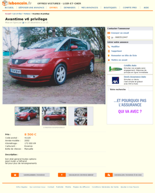 &amp; Avantime v6 privilege Voitures Loir-et-Cher