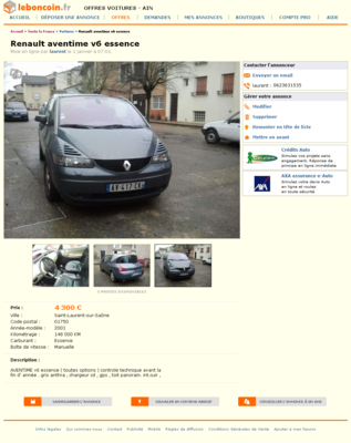 & Renault aventime v6 essence Voitures Ain - leboncoin.fr 2013-01-02 21-24-29.png (913.21 Kio) Consulté 5200 fois & Renault aventime v6 essence Voitures Ain