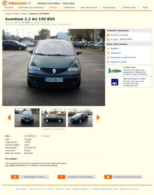 &amp; Avantime 2.2 dci 150 BV6 Voitures Yvelines