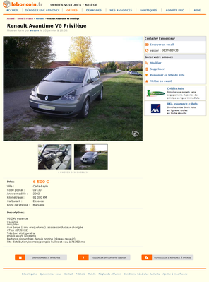 & FireShot Screen Capture #028 - 'Renault Avantime V6 Privilège Voitures Ariège - leboncoin_fr' - www_leboncoin_fr_voitures_395225235_htm_ca=12_s.png (626 Kio) Consulté 3856 fois & FireShot Screen Capture #028 - 'Renault Avantime V6 Privilège Voitures Ariège