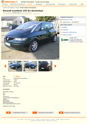 & FireShot Screen Capture #066 - 'Renault avantime 150 dci dynamique Voitures Loire-Atlantique - leboncoin_fr' - www_leboncoin_fr_voitures_434928642_htm_ca=18_s.png (714.42 Kio) Consulté 4016 fois & FireShot Screen Capture #066 - 'Renault avantime 150 dci dynamique Voitures Loire-Atlantique