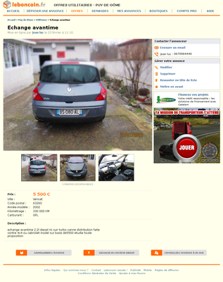 & FireShot Screen Capture #071 - 'Echange avantime Utilitaires Puy-de-Dôme - leboncoin_fr' - www_leboncoin_fr_utilitaires_438260981_htm.png (649.49 Kio) Consulté 8489 fois & FireShot Screen Capture #071 - 'Echange avantime Utilitaires Puy-de-Dôme