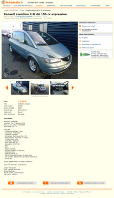 & FireShot Screen Capture #076 - 'Renault avantime 2_2l dci 150 cv expression Voitures Loiret - leboncoin_fr' - www_leboncoin_fr_voitures_440285636_htm_ca=12_s.png (581.47 Kio) Consulté 4045 fois & FireShot Screen Capture #076 - 'Renault avantime 2_2l dci 150 cv expression Voitures Loiret