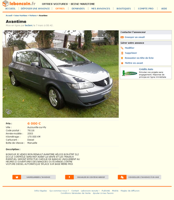 & FireShot Screen Capture #093 - 'Avantime Voitures Seine-Maritime - leboncoin_fr' - www_leboncoin_fr_voitures_442272401_htm_ca=11_s.png (587.98 Kio) Consulté 4567 fois & FireShot Screen Capture #093 - 'Avantime Voitures Seine-Maritime