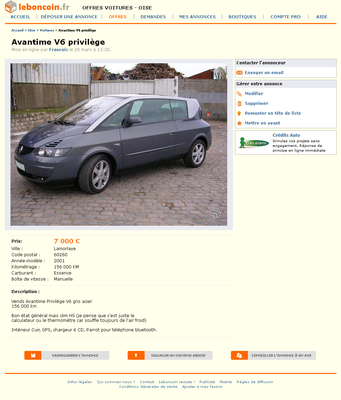 & FireShot Screen Capture #116 - 'Avantime V6 privilège Voitures Oise - leboncoin_fr' - www_leboncoin_fr_voitures_452129303_htm_ca=19_s.png (529.19 Kio) Consulté 5719 fois & FireShot Screen Capture #116 - 'Avantime V6 privilège Voitures Oise