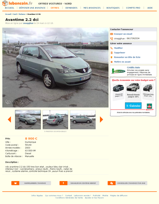 & FireShot Screen Capture #119 - 'Avantime 2_2 dci Voitures Nord - leboncoin_fr' - www_leboncoin_fr_voitures_451038099_htm_ca=17_s.png (539.85 Kio) Consulté 4853 fois & FireShot Screen Capture #119 - 'Avantime 2_2 dci Voitures Nord