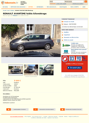 & FireShot Screen Capture #178 - 'RENAULT AVANTIME faible kilométrage Voitures Gard - leboncoin_fr' - www_leboncoin_fr_voitures_504833795_htm.png