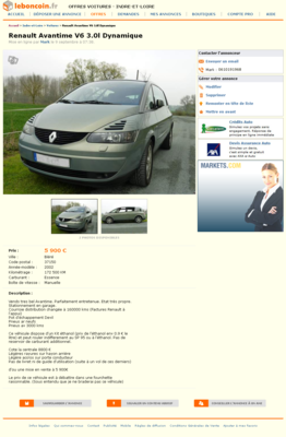 Renault Avantime V6 3.0l Dynamique Voitures Indre-et-Loire - leboncoin.fr 2012-10-09 20-01-14.png (871.42 Kio) Consulté 1770 fois Renault Avantime V6 3.0l Dynamique Voitures Indre-et-Loire
