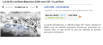 & Lot de 50 Led 5mm Blanches 4.000 mcd 120° V-LumTech - 7,95€ - Led Blanche - Ampoule-led.fr 2012-10-19 15-14-43.png