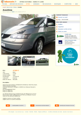 & Avantime Voitures Indre-et-Loire - leboncoin.fr 2012-10-26 01-32-39.png (823.21 Kio) Consulté 1743 fois & Avantime Voitures Indre-et-Loire